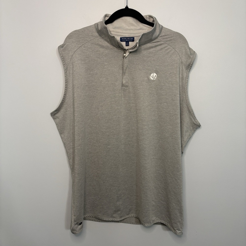 Peter Millar Galway Quarter Zip Golf Vest Men'sGray CLA Logo Size XL EUC